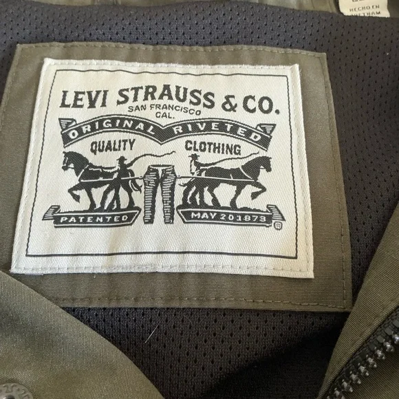 LEVI MENS OLIVE HOODED JACKET RAIN RESISTANCE SIZE XXL